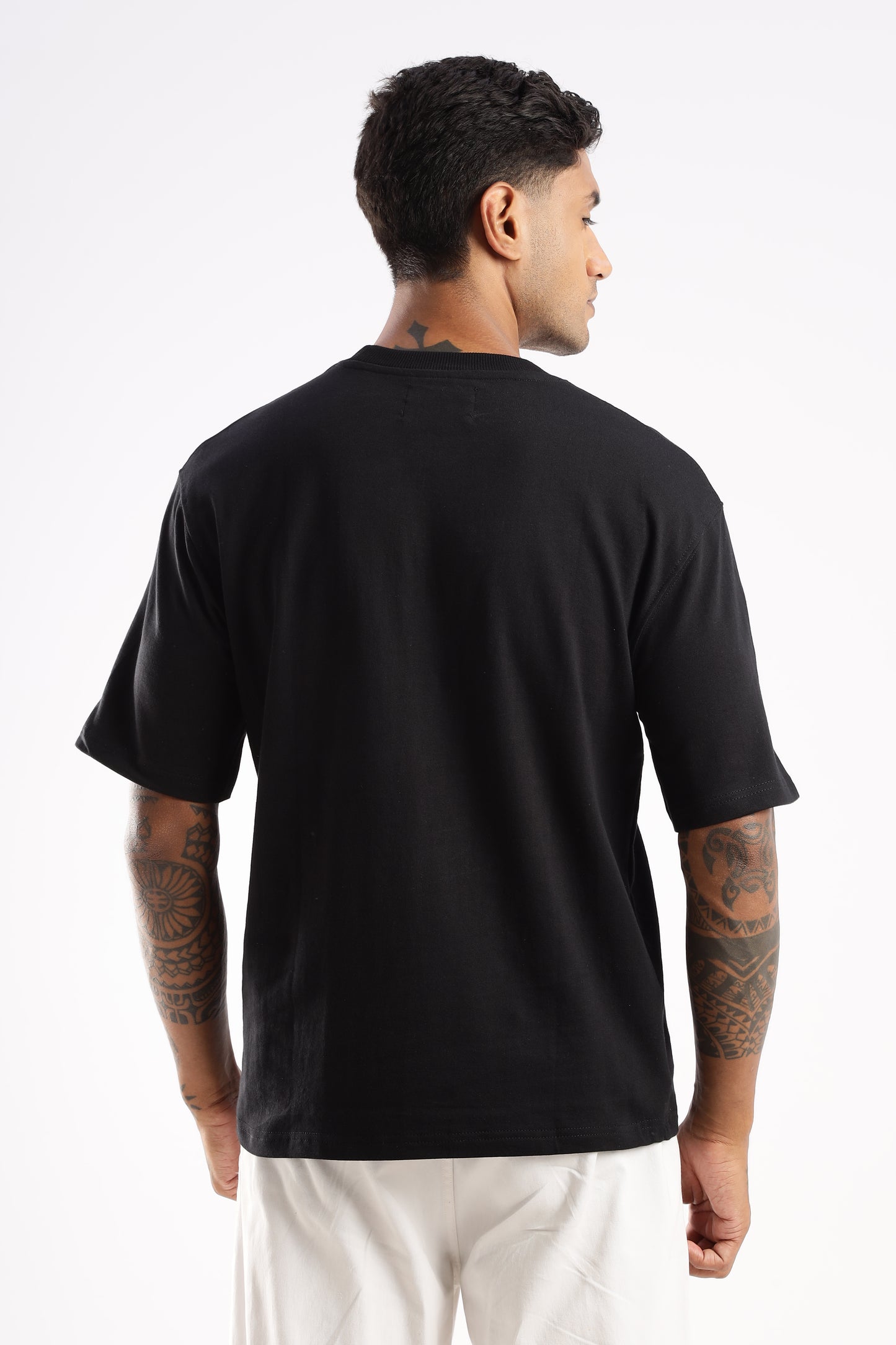 Onyx Depth black crew neck tee made from 240 GSM premium cotton with bio-wash finish