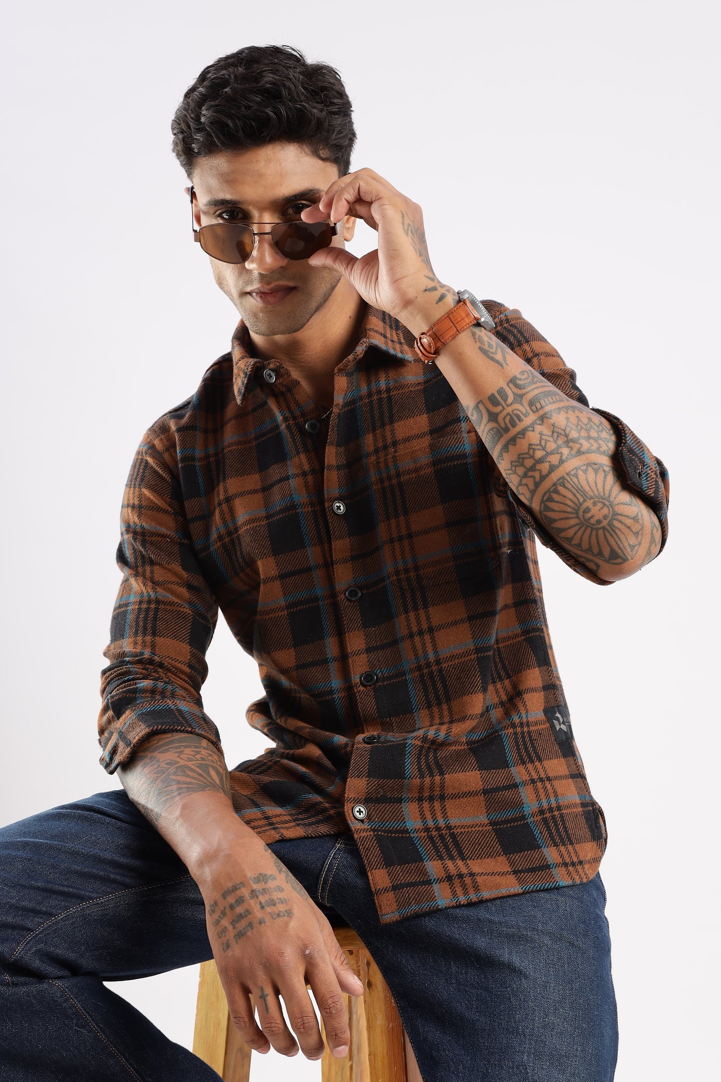 Close-up of Timberland Rust flannel fabric showing soft texture and warm tones