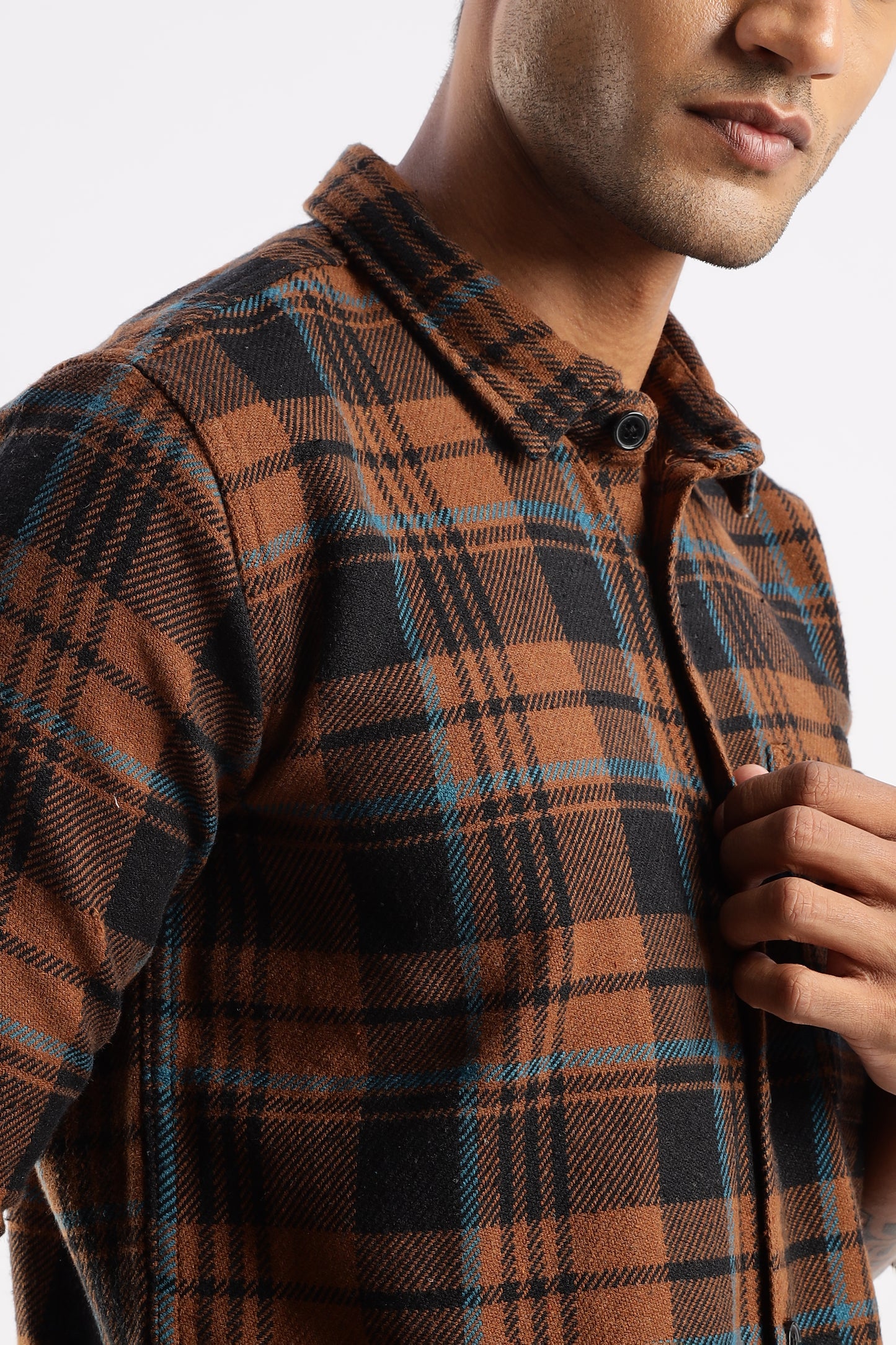 RUGGED Explorer Flannel Shirt in Timberland Rust with durable and breathable cotton fabric