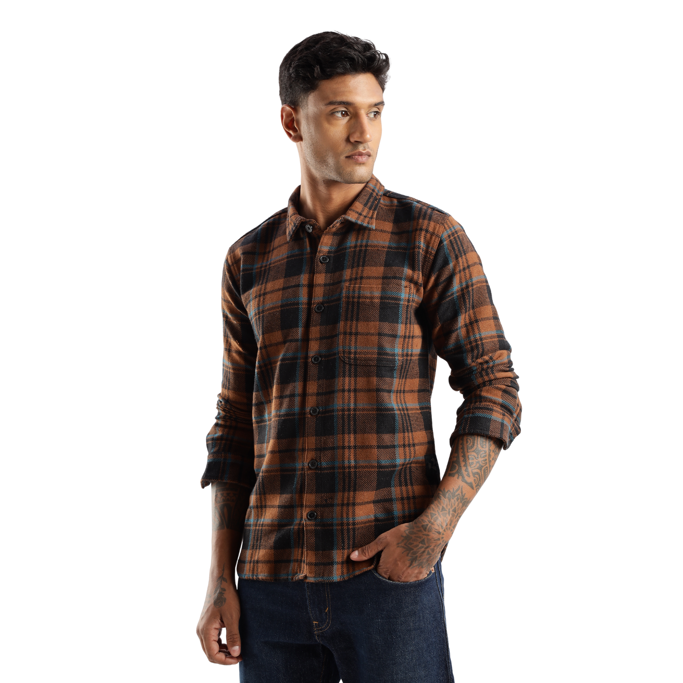 The-Rugged Explorer Men’s Flannel Shirt – Timberland Rust Check