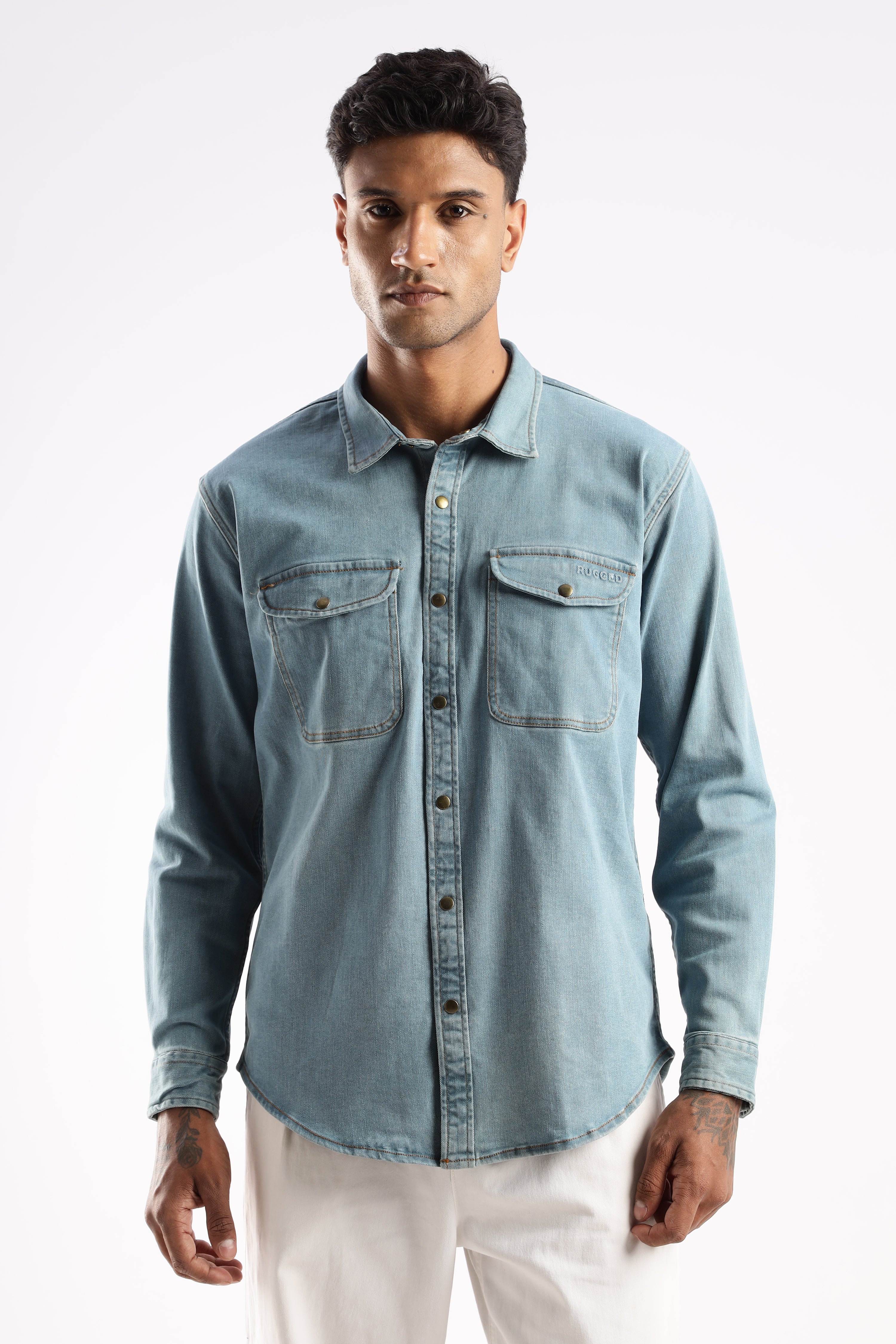 Premium Denim Shirt -  Skybound Indigo