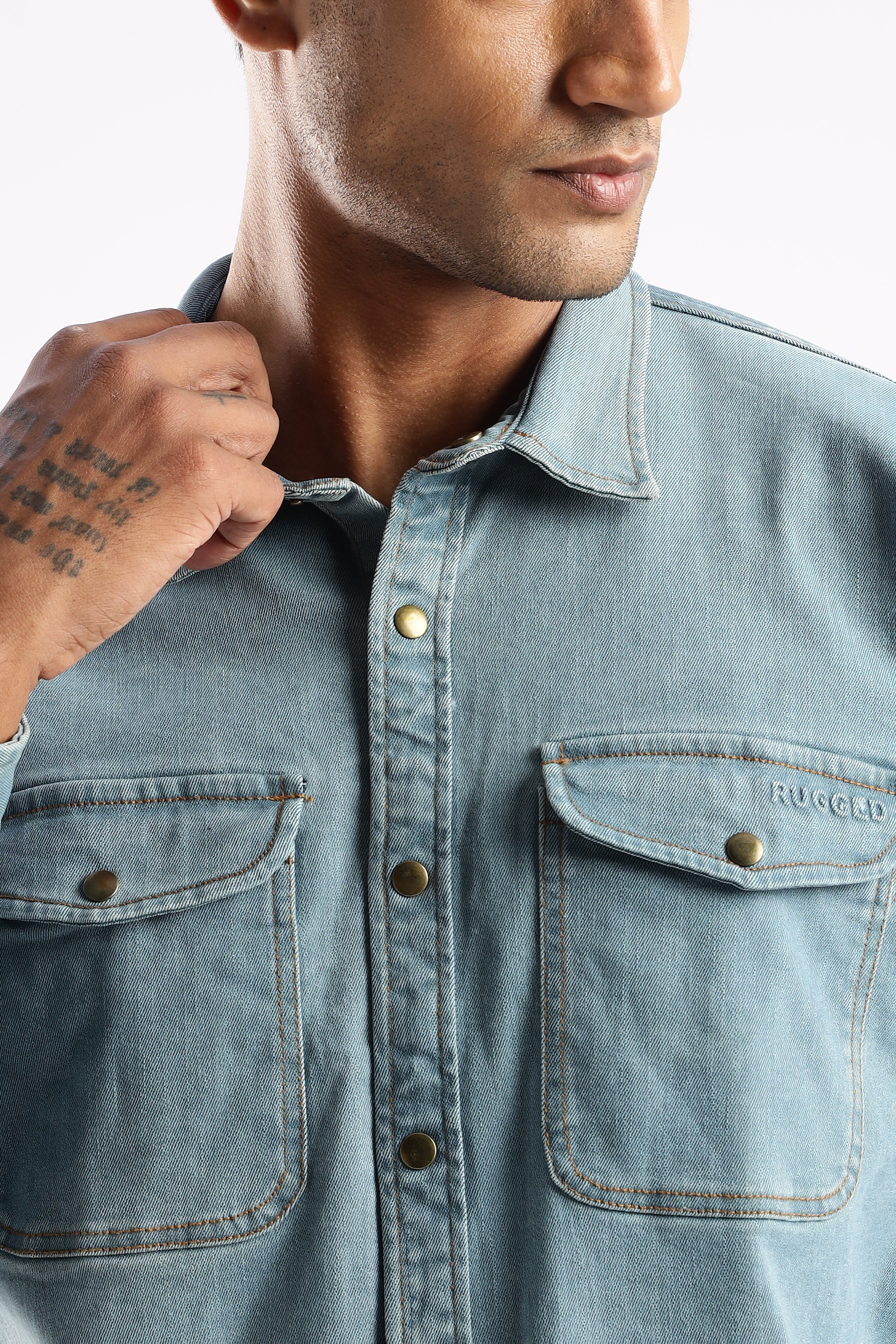 Premium Denim Shirt -  Skybound Indigo