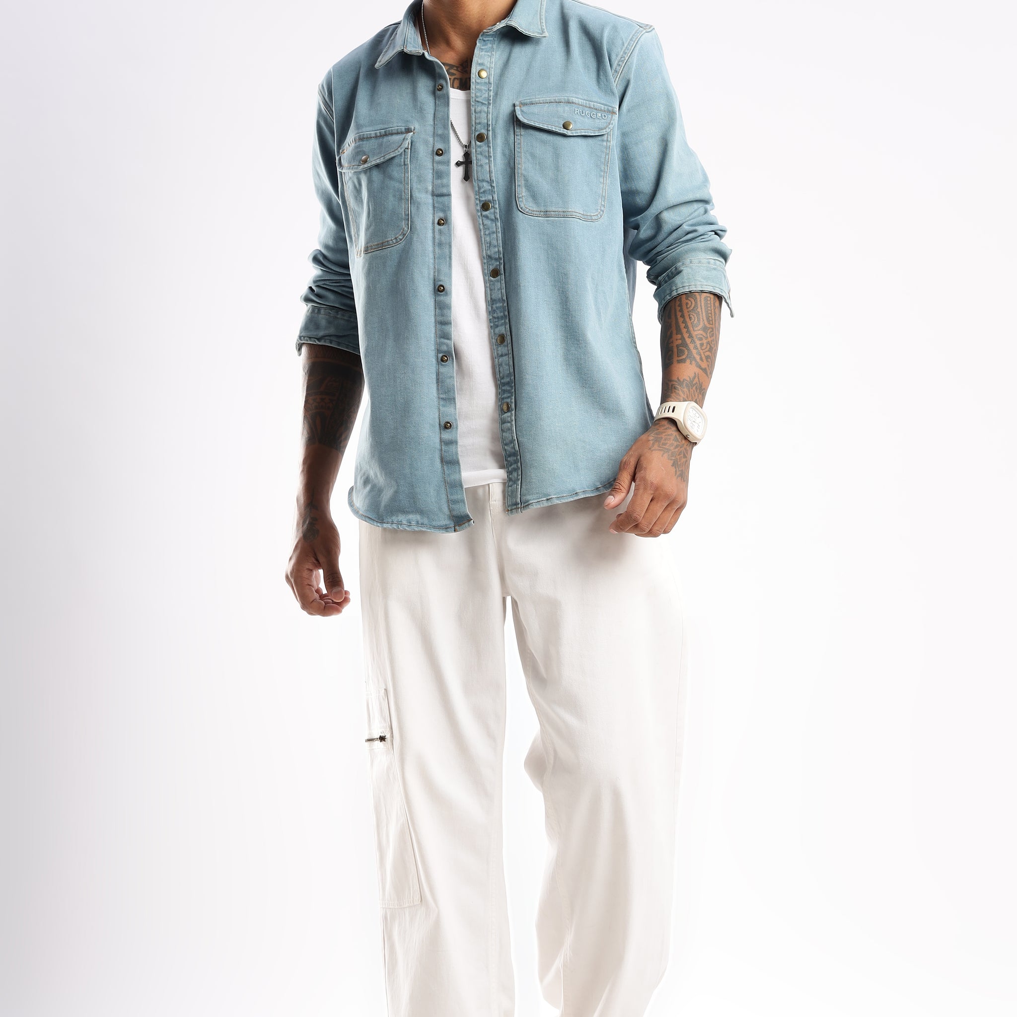 Premium Denim Shirt -  Skybound Indigo
