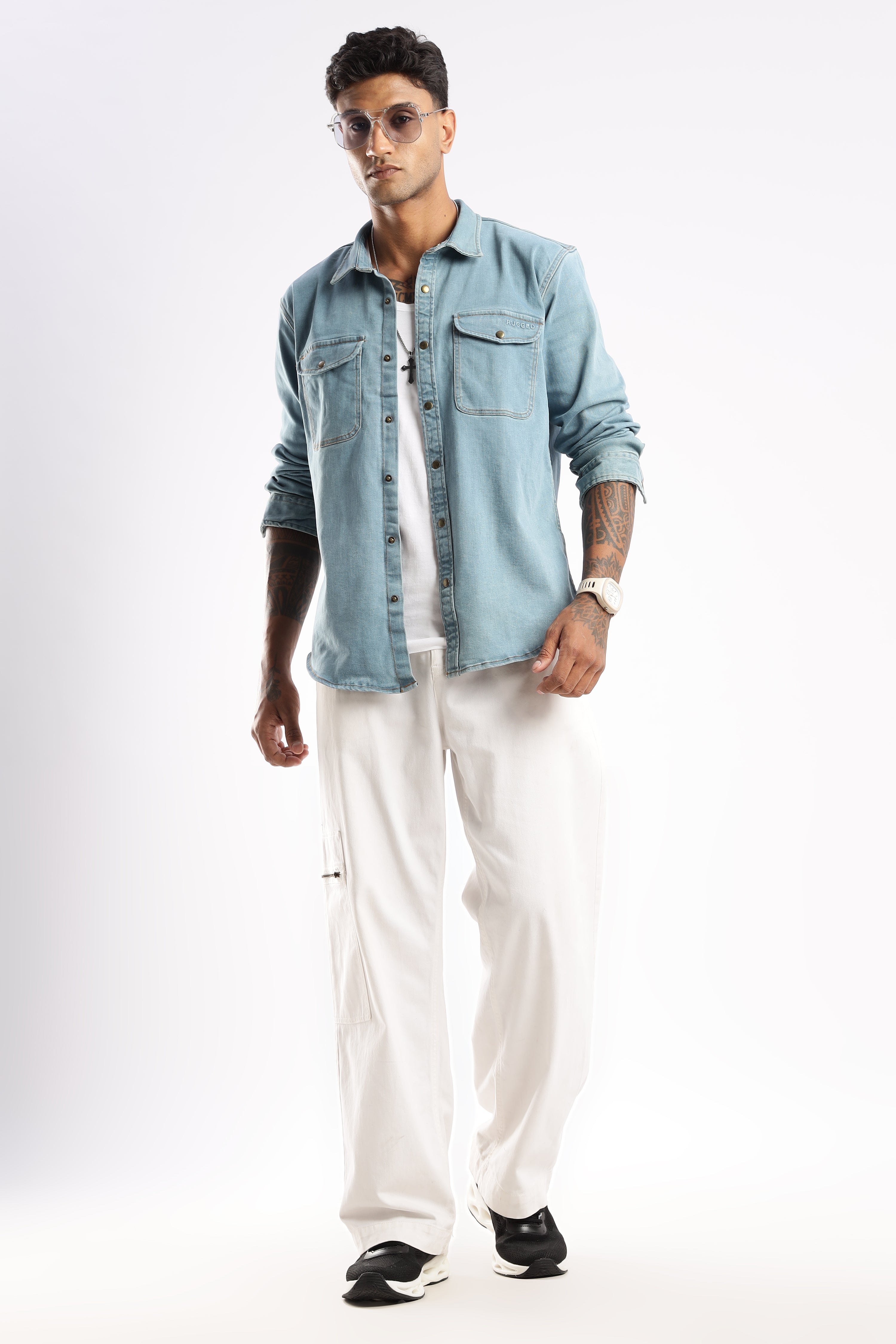 Premium Denim Shirt -  Skybound Indigo