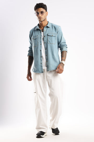 Premium Denim Shirt -  Skybound Indigo