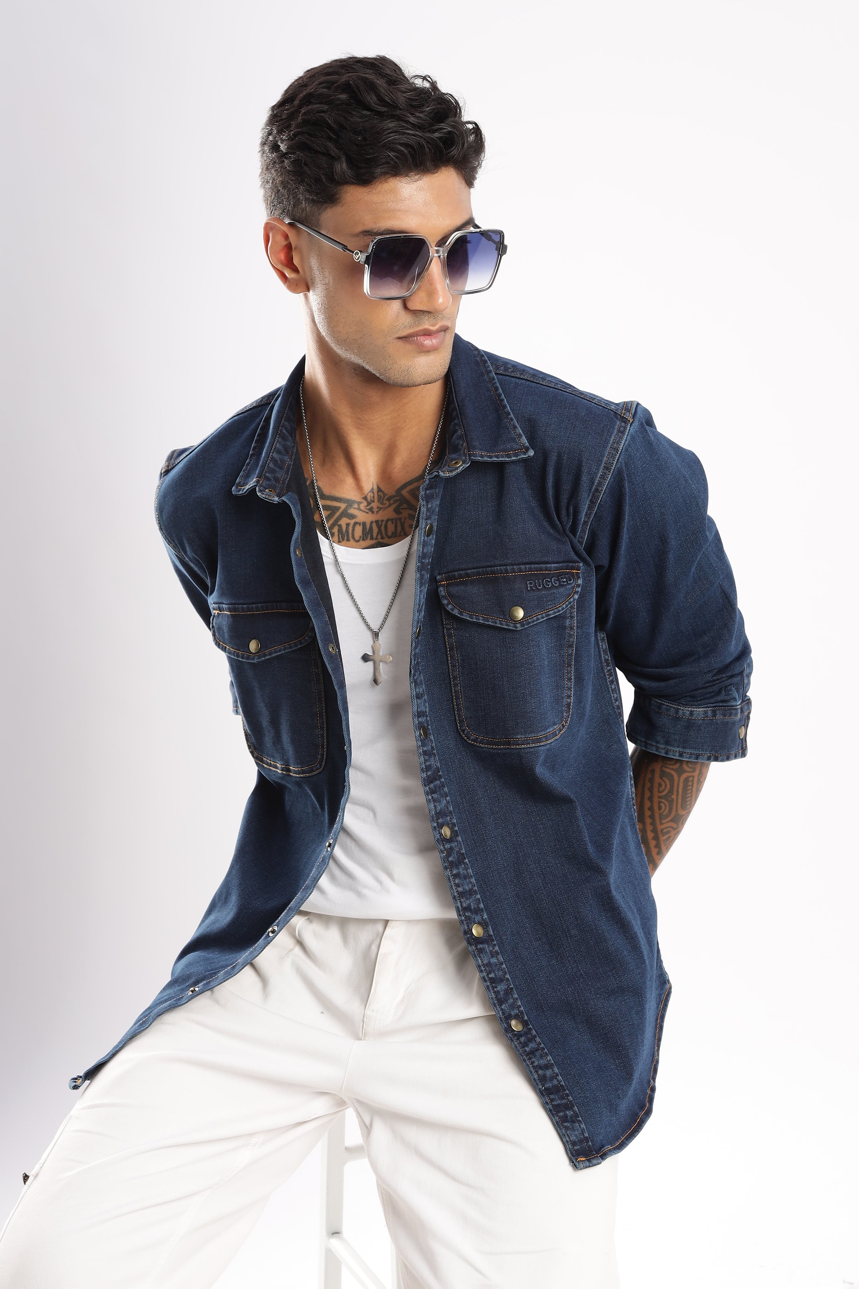 Premium Denim Shirt - Midnight Forge