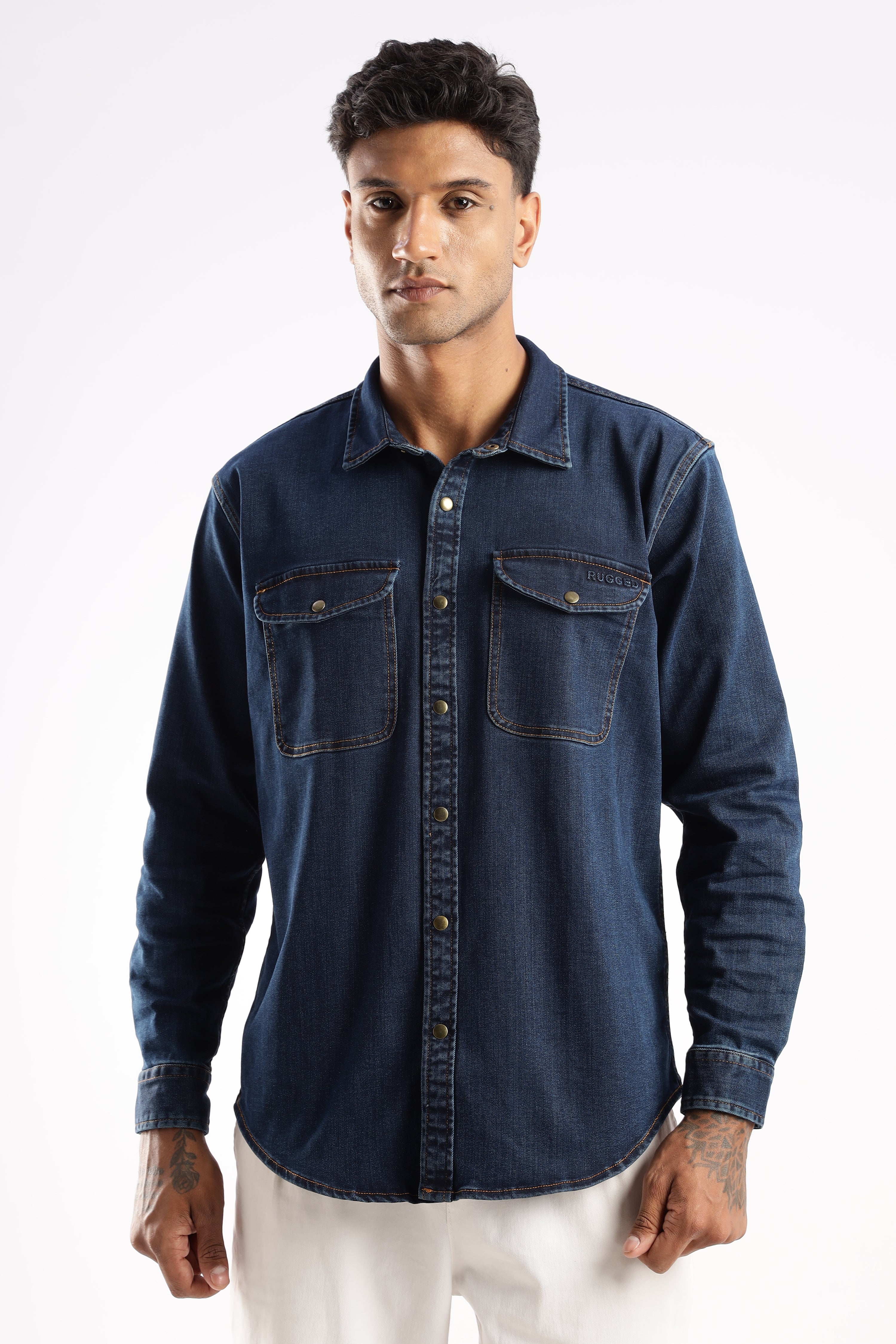 Premium Denim Shirt - Midnight Forge