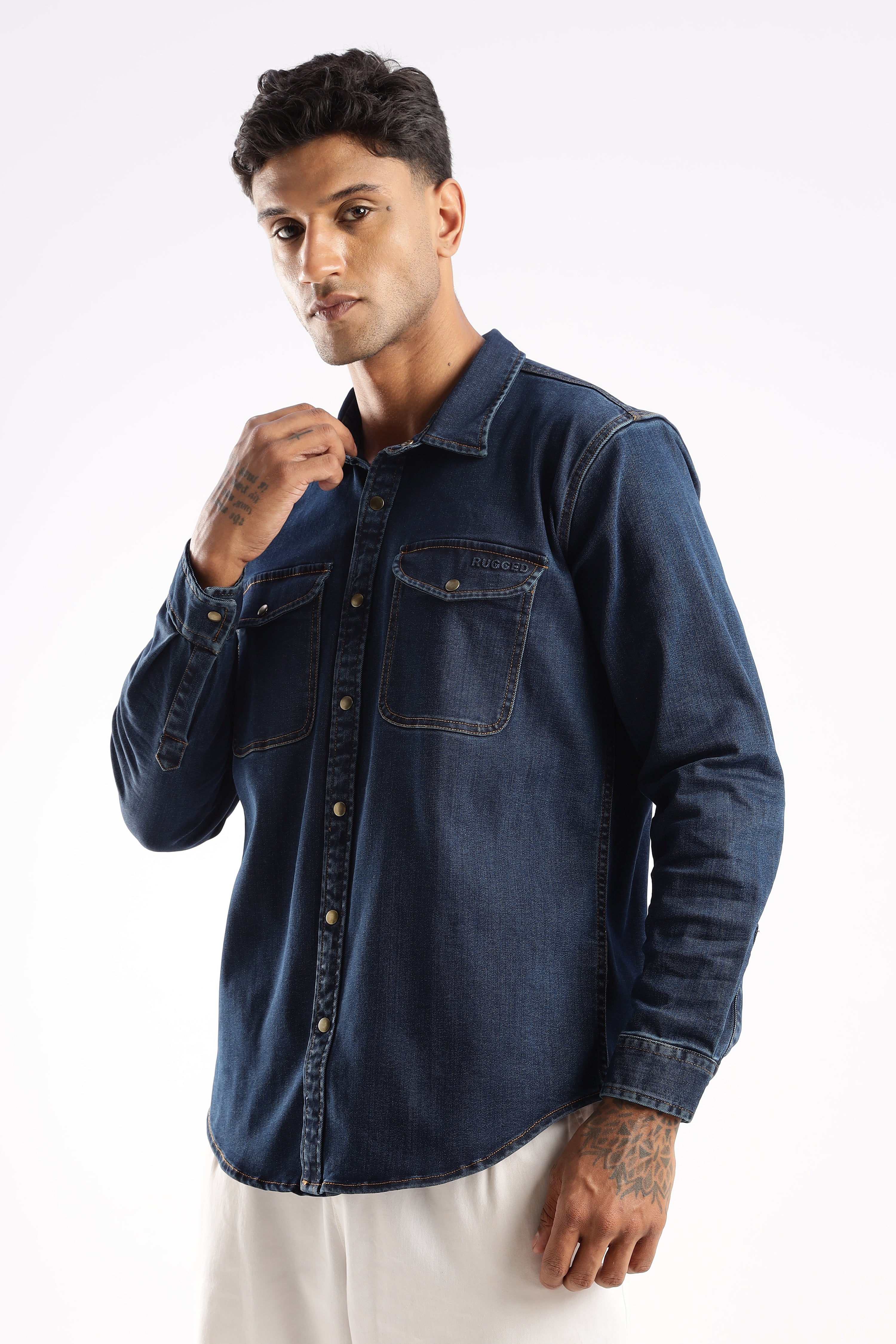 Premium Denim Shirt - Midnight Forge
