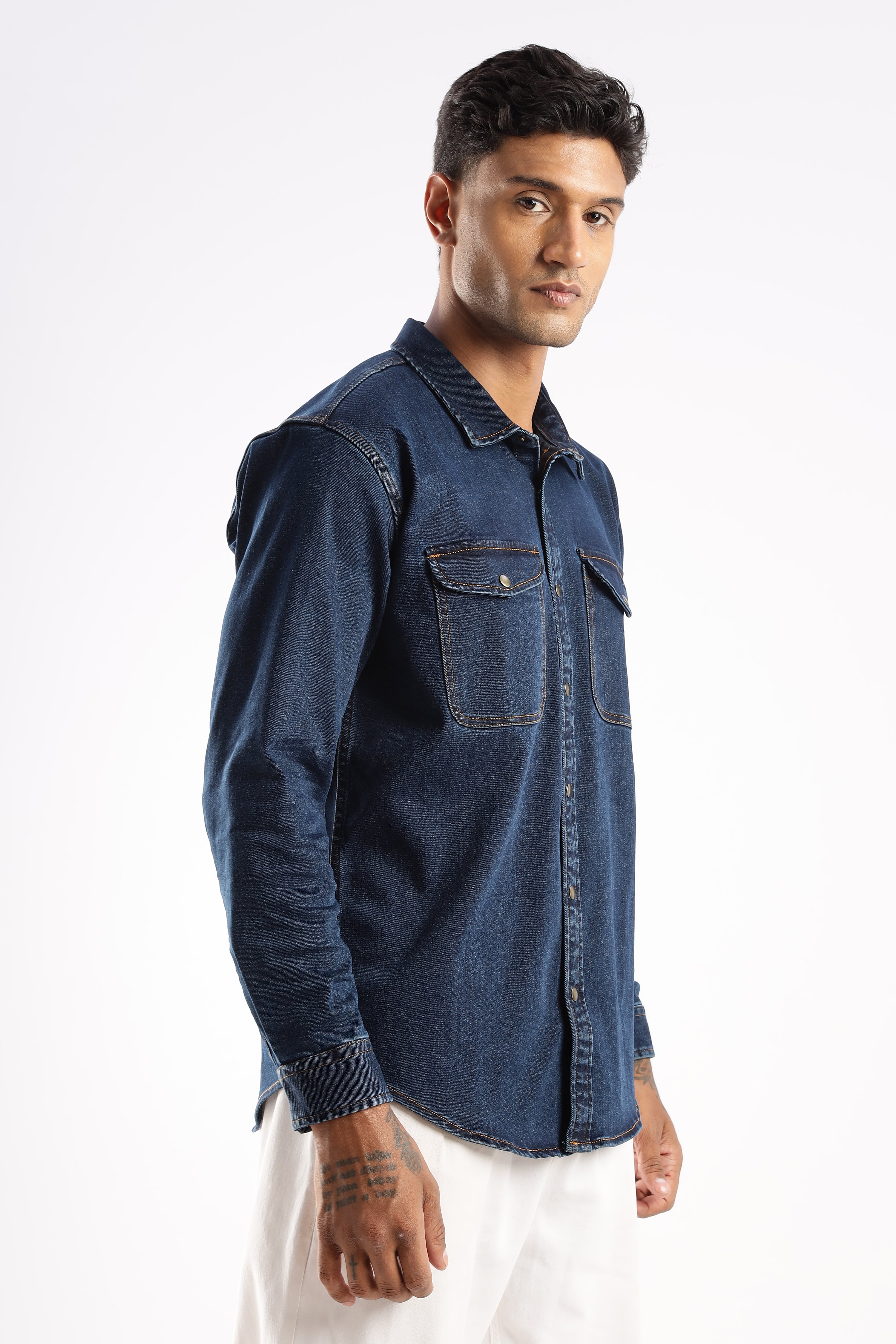Premium Denim Shirt - Midnight Forge