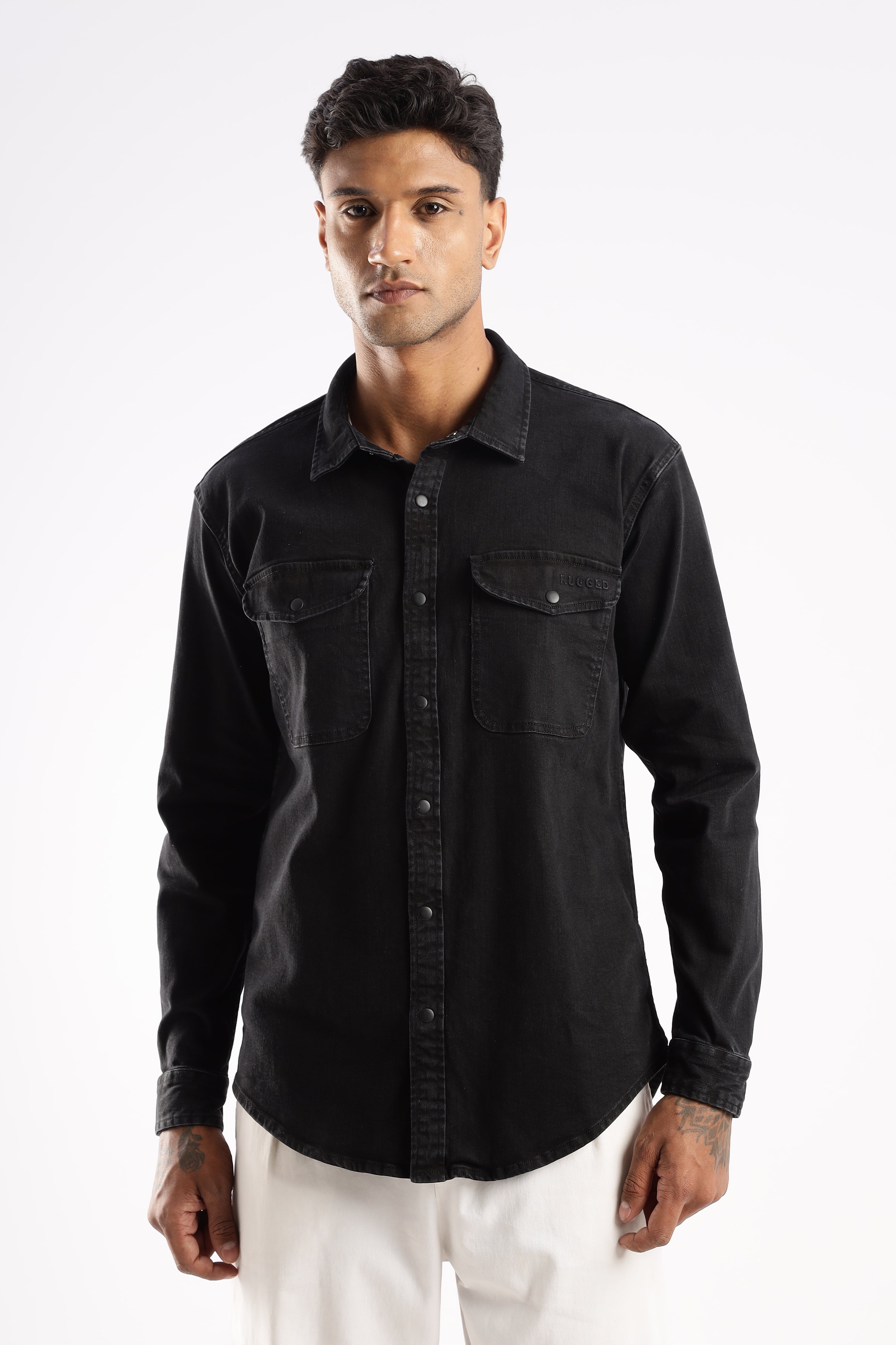 Premium Denim Shirt - Obsidian Edge