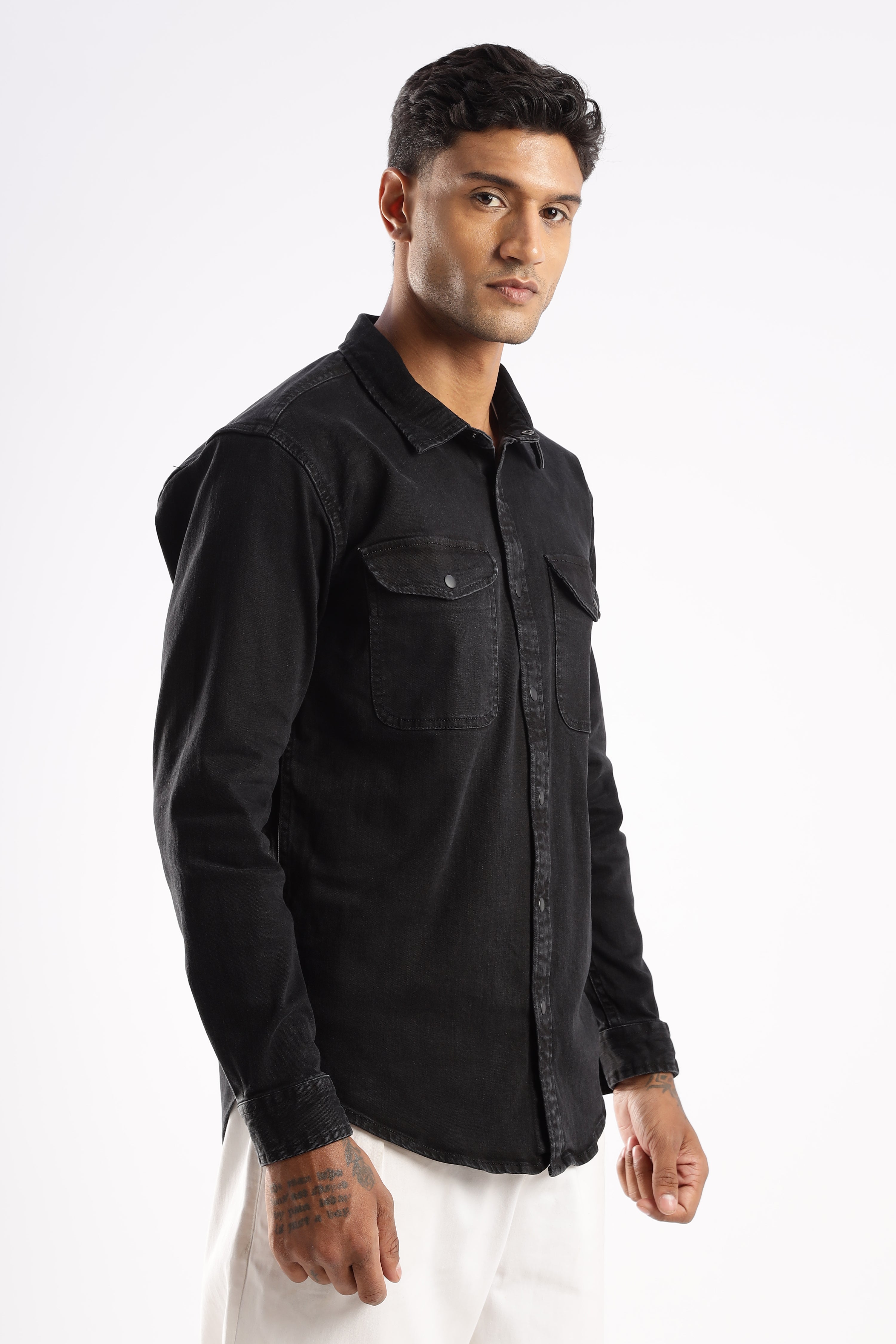 Premium Denim Shirt - Obsidian Edge