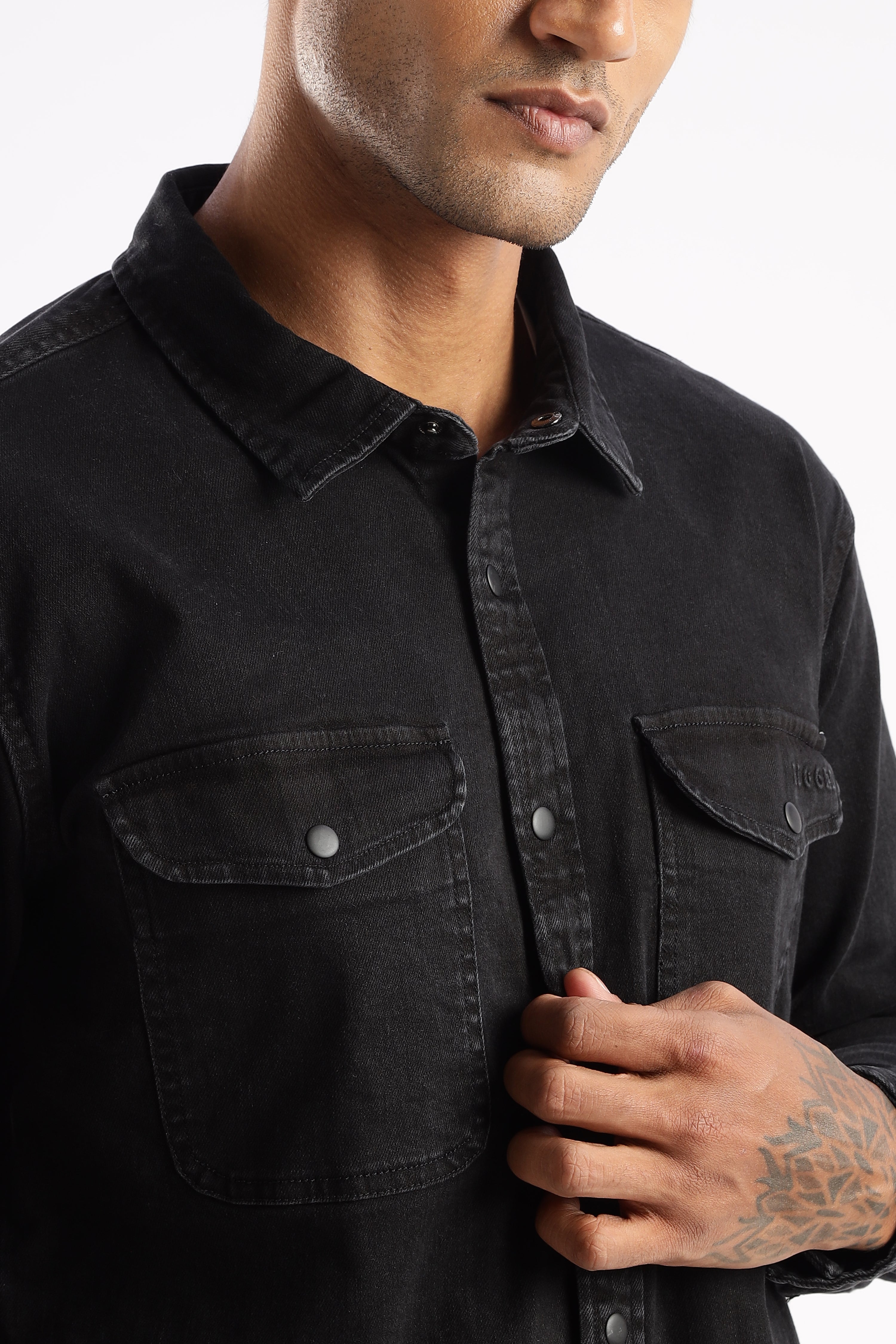 Premium Denim Shirt - Obsidian Edge