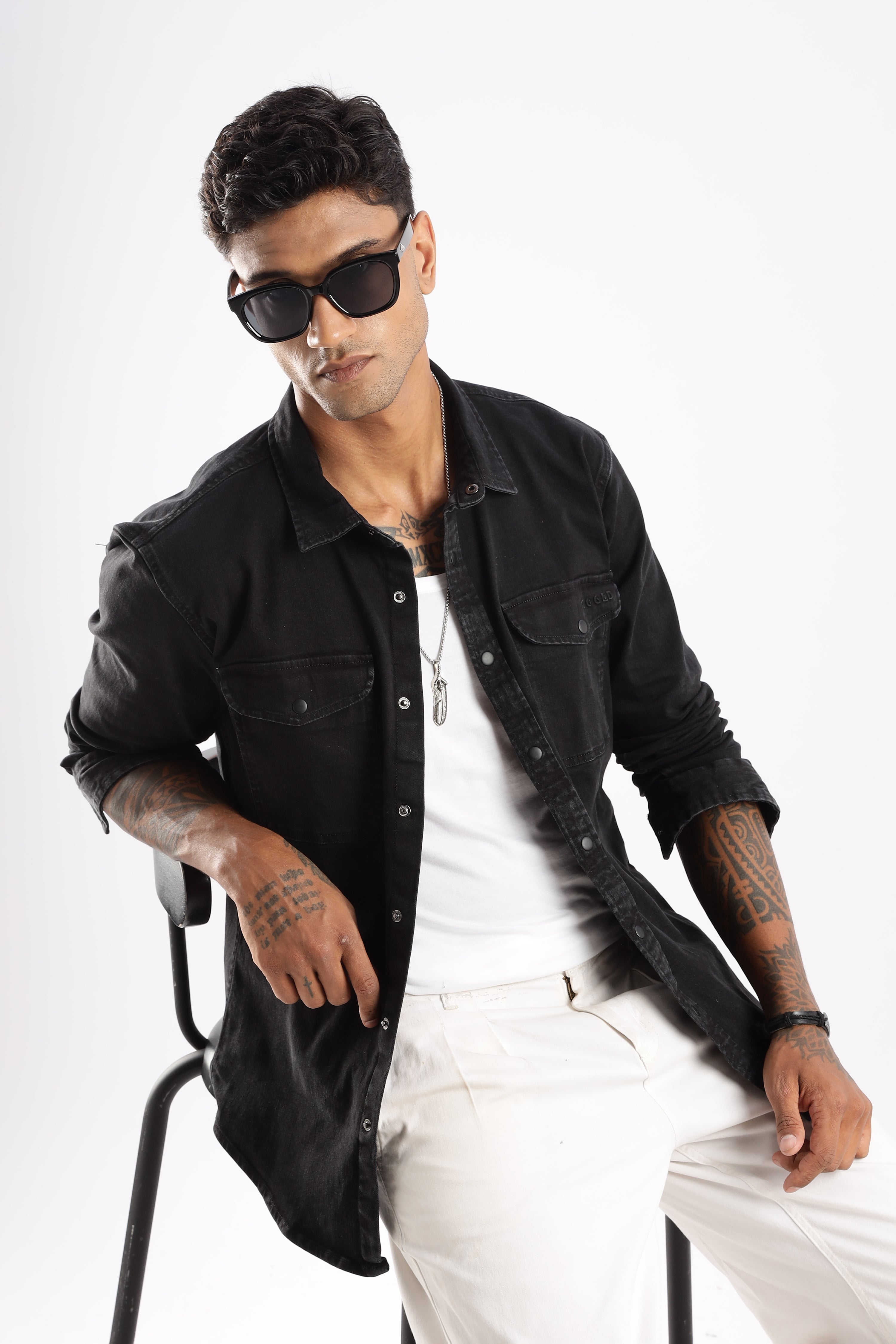 Premium Denim Shirt - Obsidian Edge