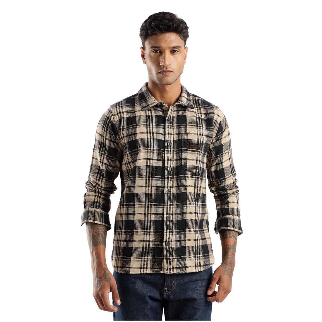 The-Rugged Explorer Men’s Flannel Shirt – Desert Dune Check