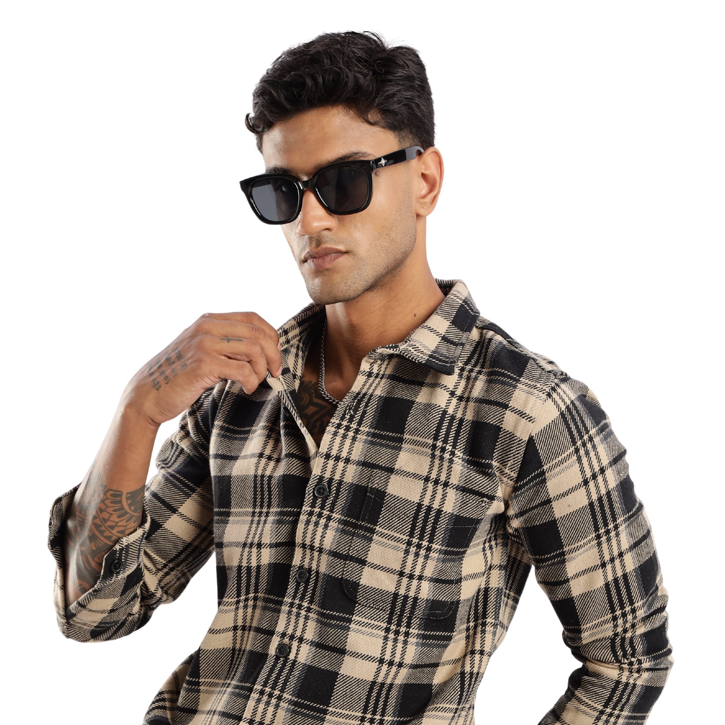 The-Rugged Explorer Men’s Flannel Shirt – Desert Dune Check