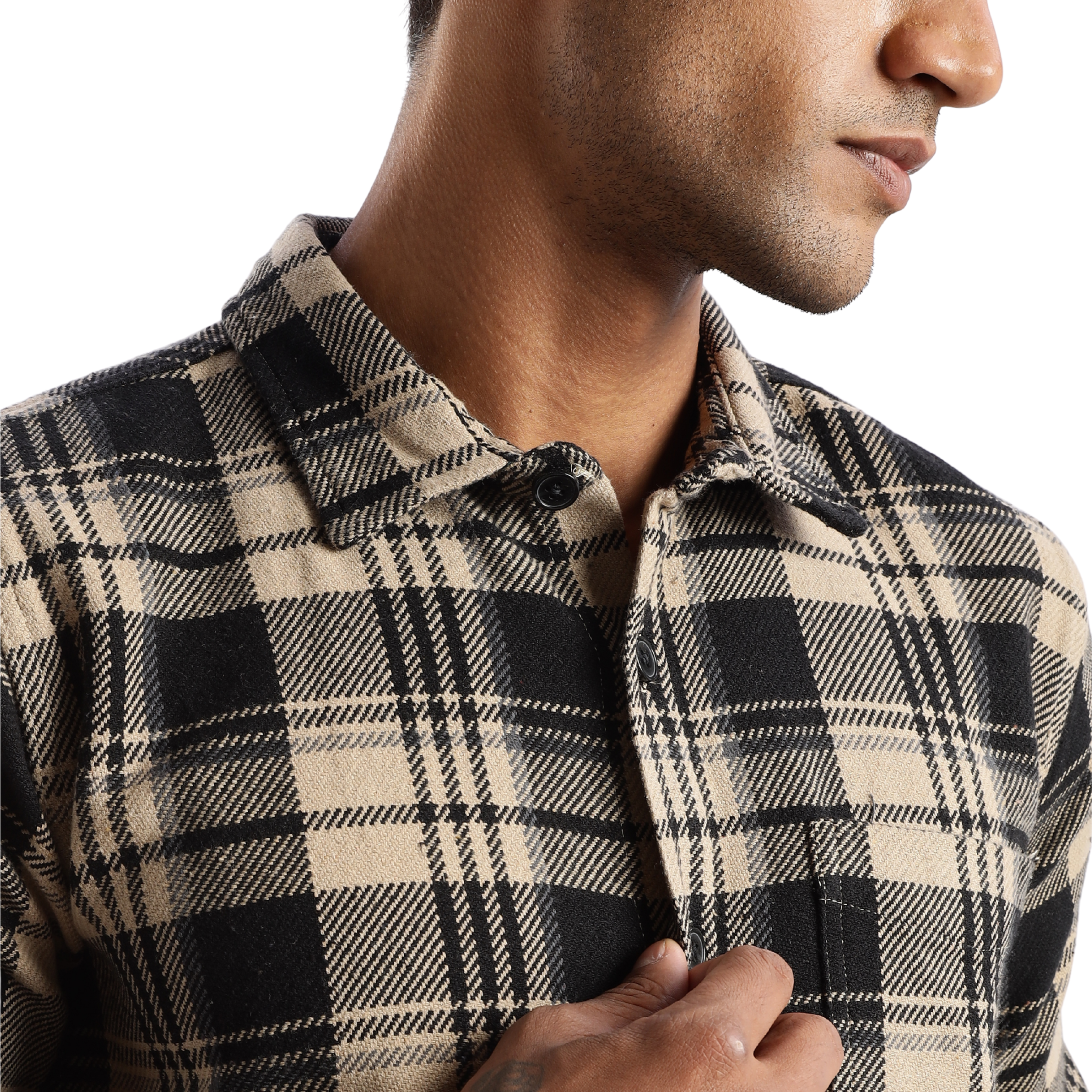 The-Rugged Explorer Men’s Flannel Shirt – Desert Dune Check