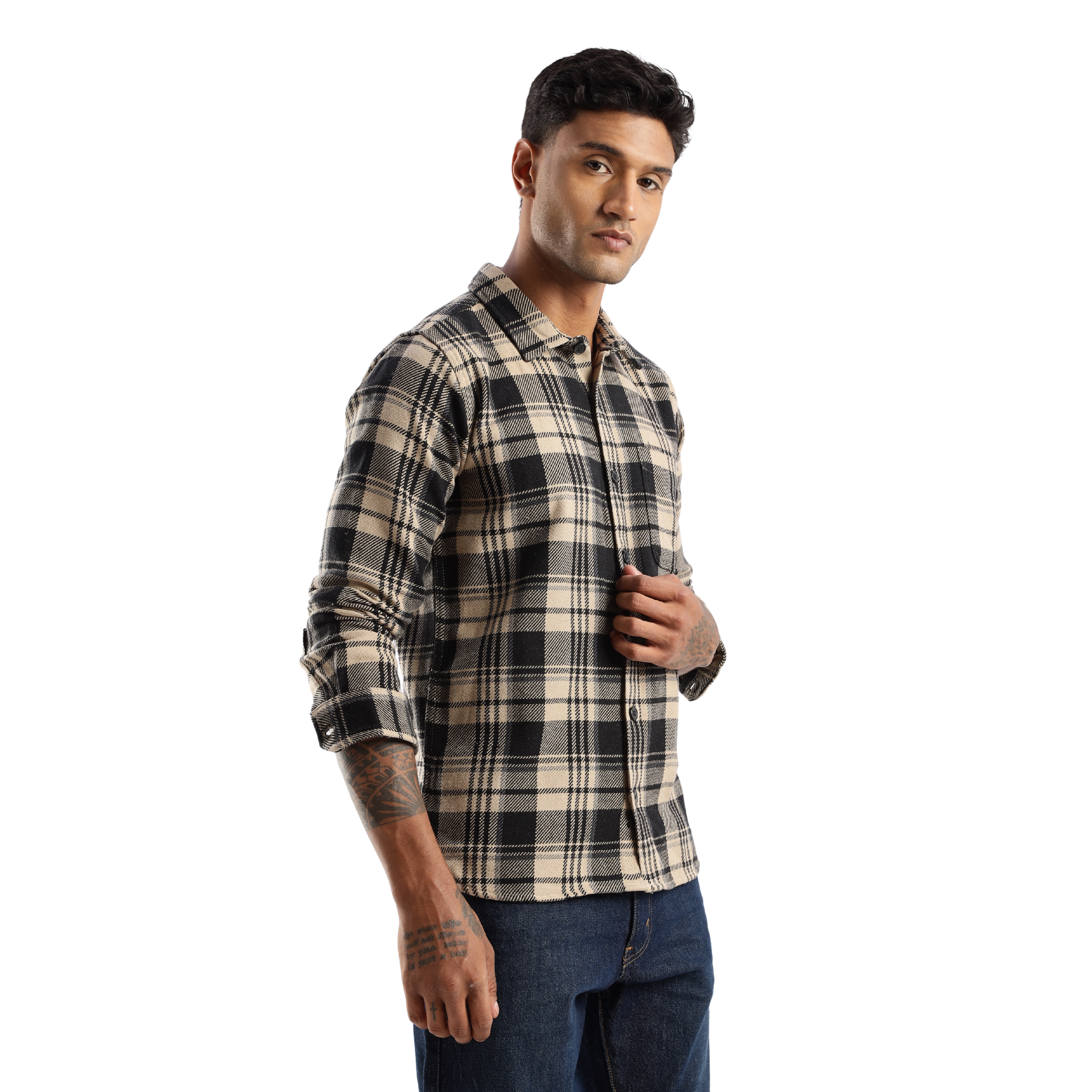 The-Rugged Explorer Men’s Flannel Shirt – Desert Dune Check