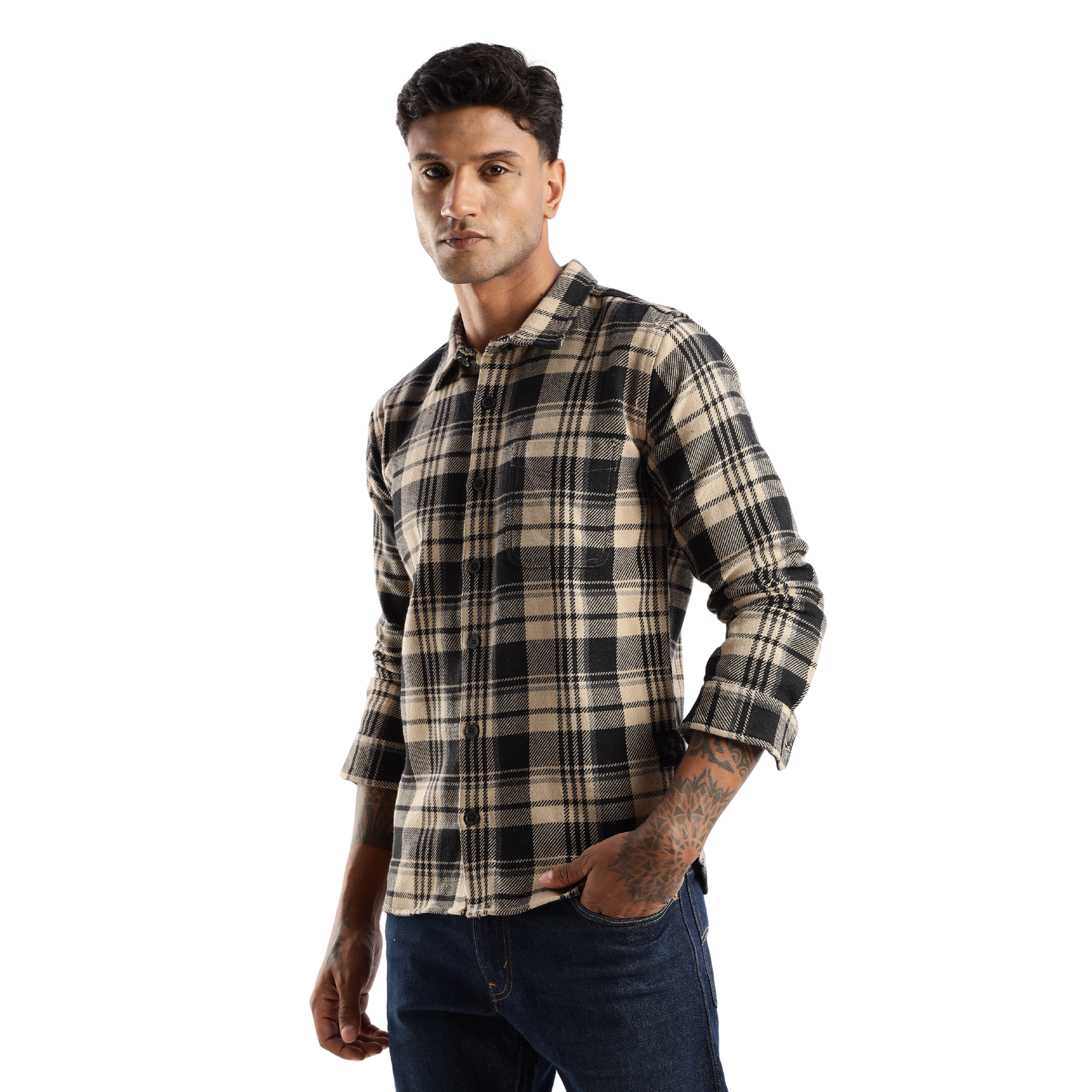 The-Rugged Explorer Men’s Flannel Shirt – Desert Dune Check