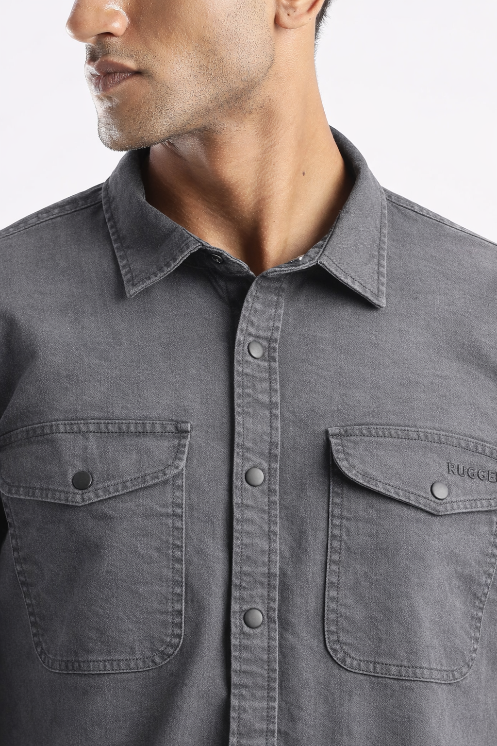 Premium Denim Shirt - Grey Dusk